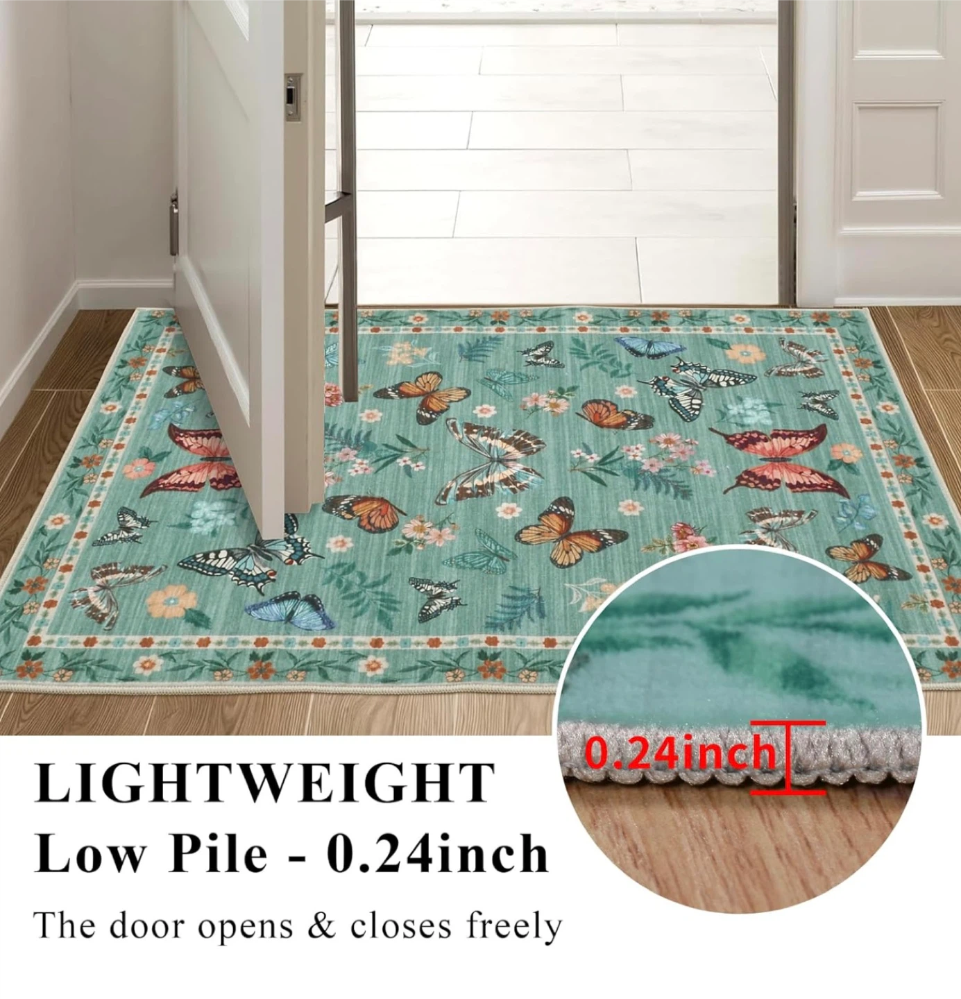 Butterfly Floral Area Rug - Soft & Non-Slip - photo 3