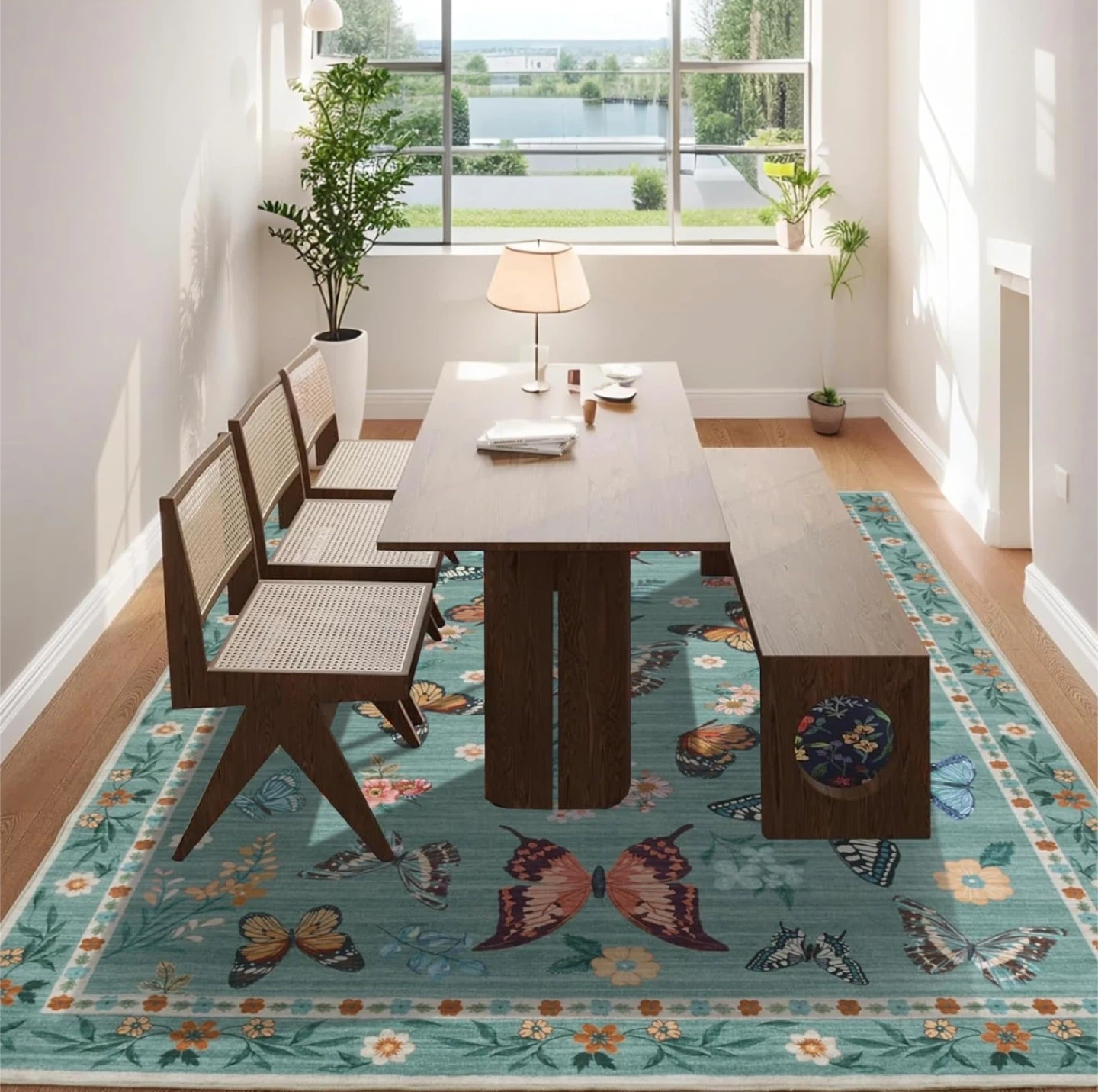 Butterfly Floral Area Rug - Soft & Non-Slip - photo 5