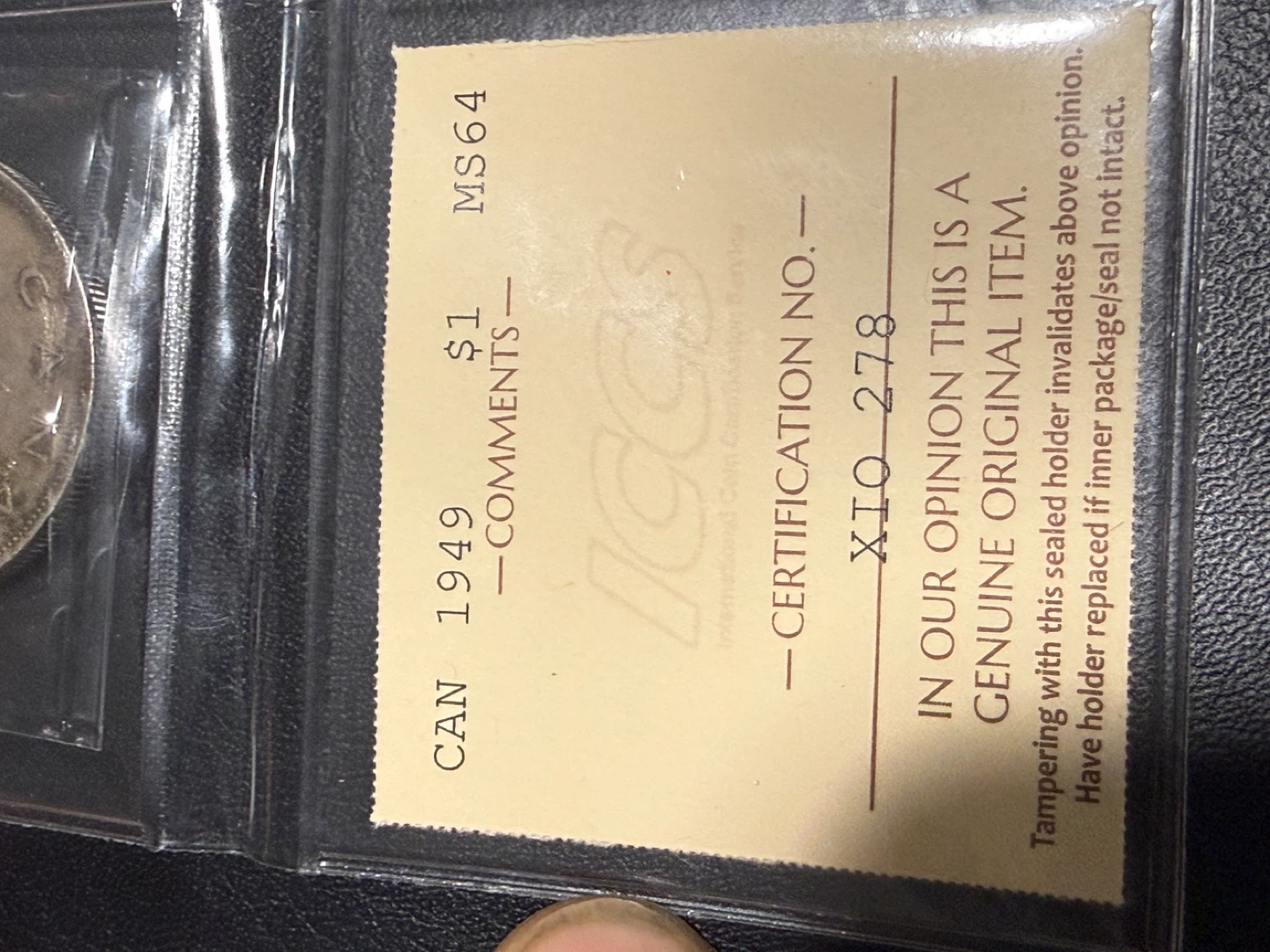 1949 Canada Silver Dollar - ICCS Certified MS64 - photo 3