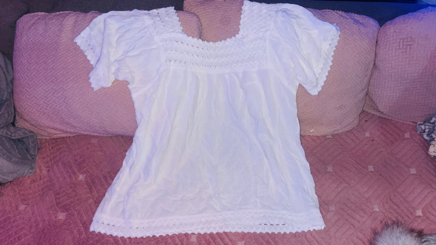 White Lace Trimmed Top