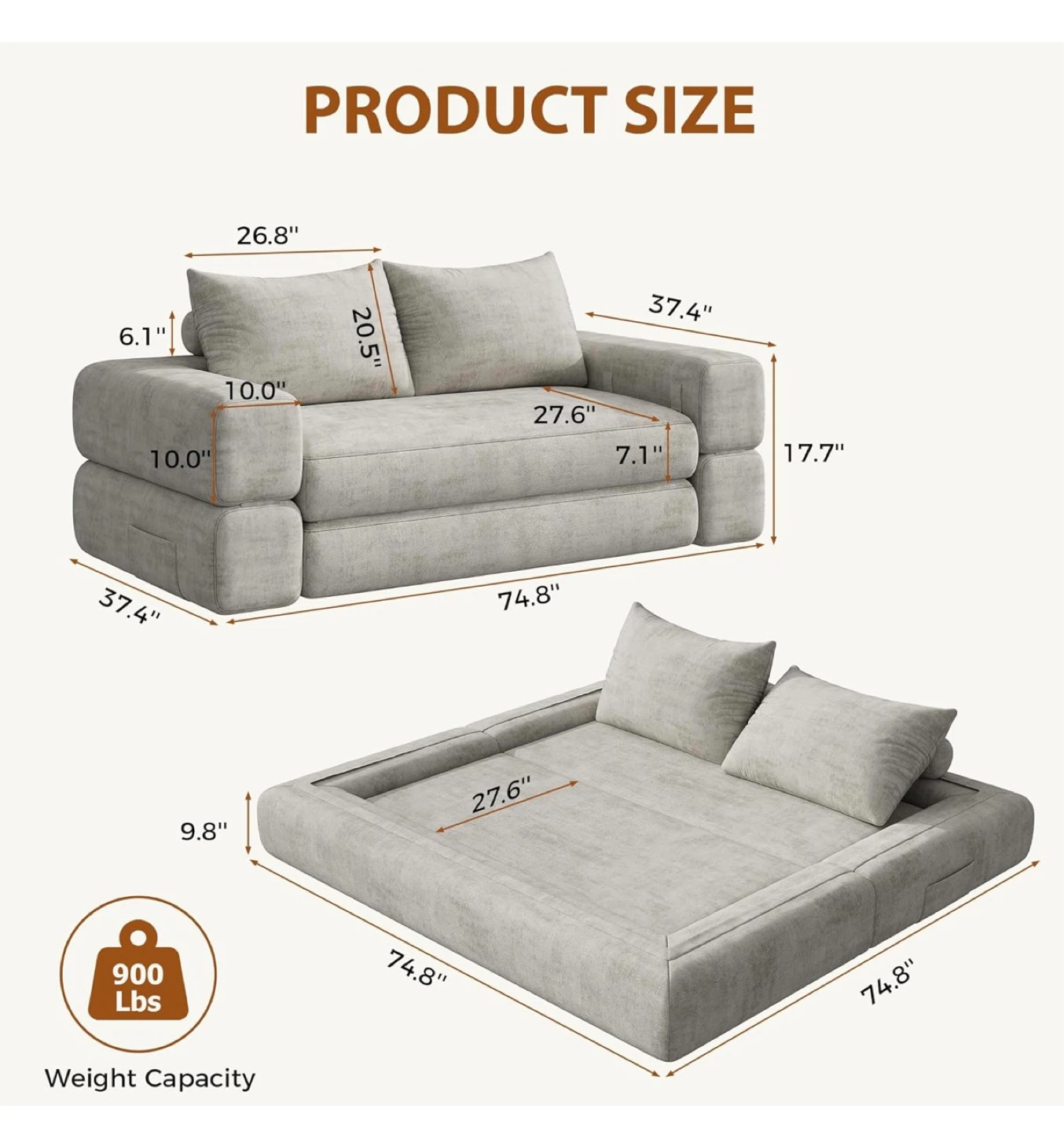 Convertible 4 in 1 Folding Sofa Bed - photo 3