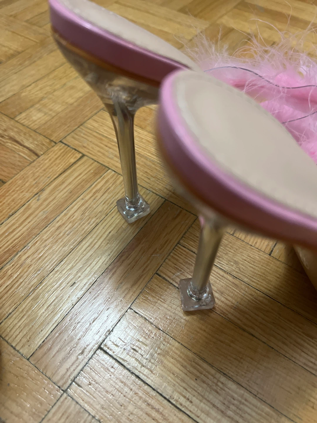 Pink Feather Heels with Clear Heels - photo 3
