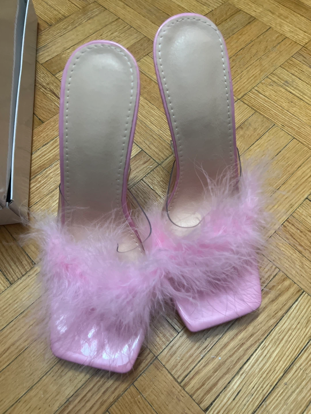 Pink Feather Heels with Clear Heels - photo 2