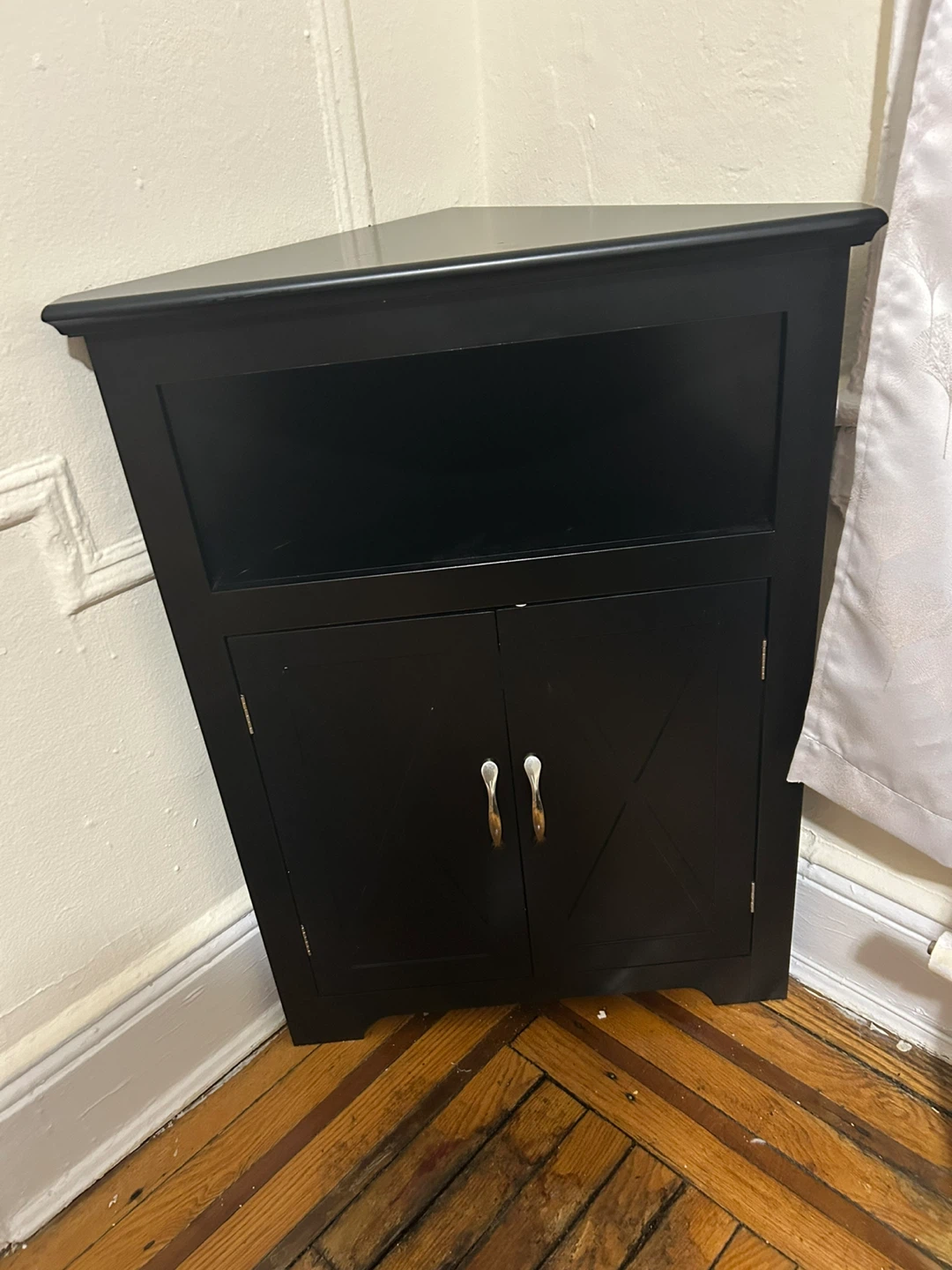 Black Corner Cabinet with Doors