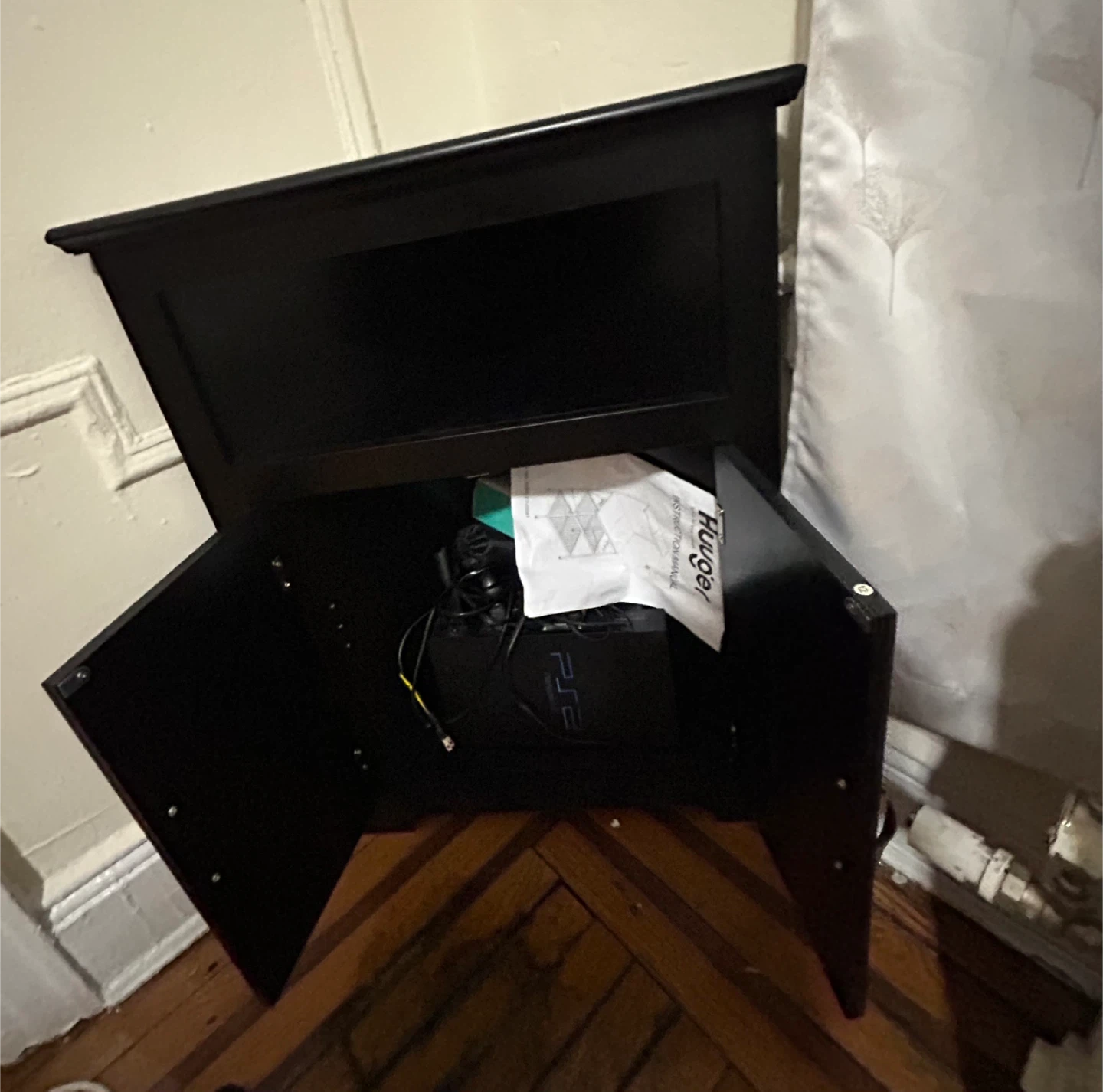 Black Corner Cabinet with Doors - photo 2