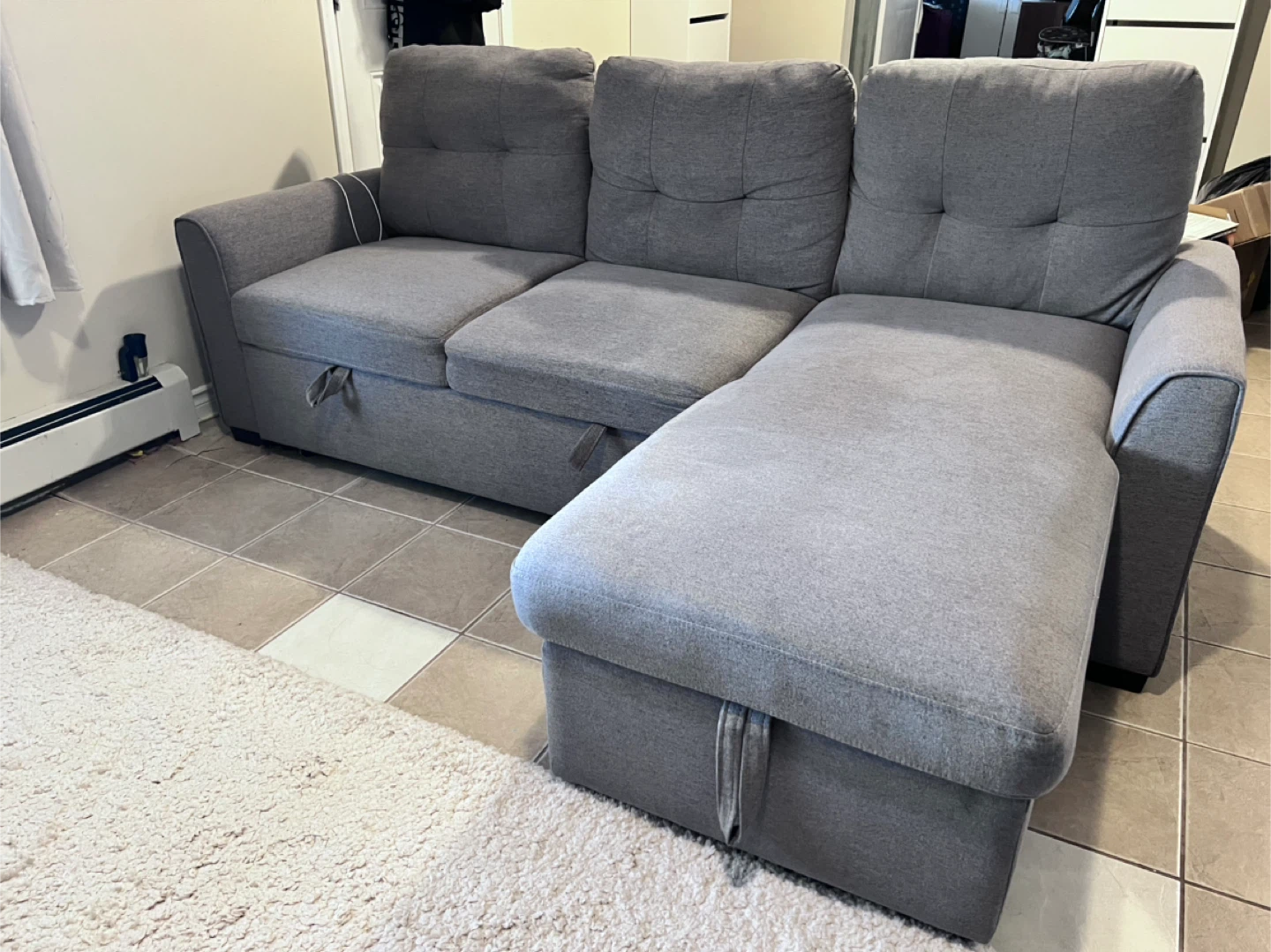 Grey Sectional Sofa with Storage