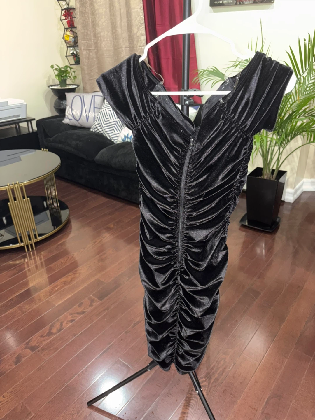 Black Velvet Ruched Dress - photo 2