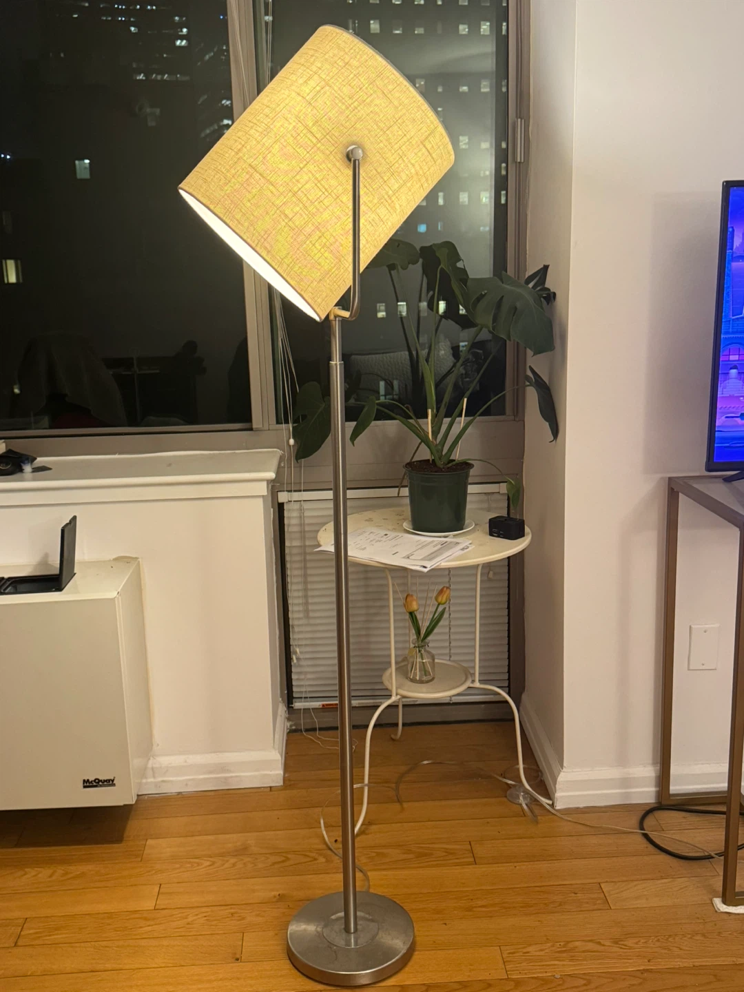 Modern Yellow Fabric Shade Floor Lamp