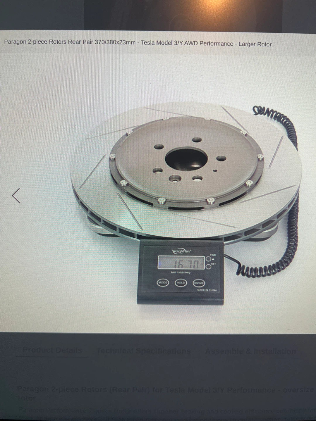 Paragon Tesla Model 3/Y Rear Brake Rotors (Pair) - photo 2