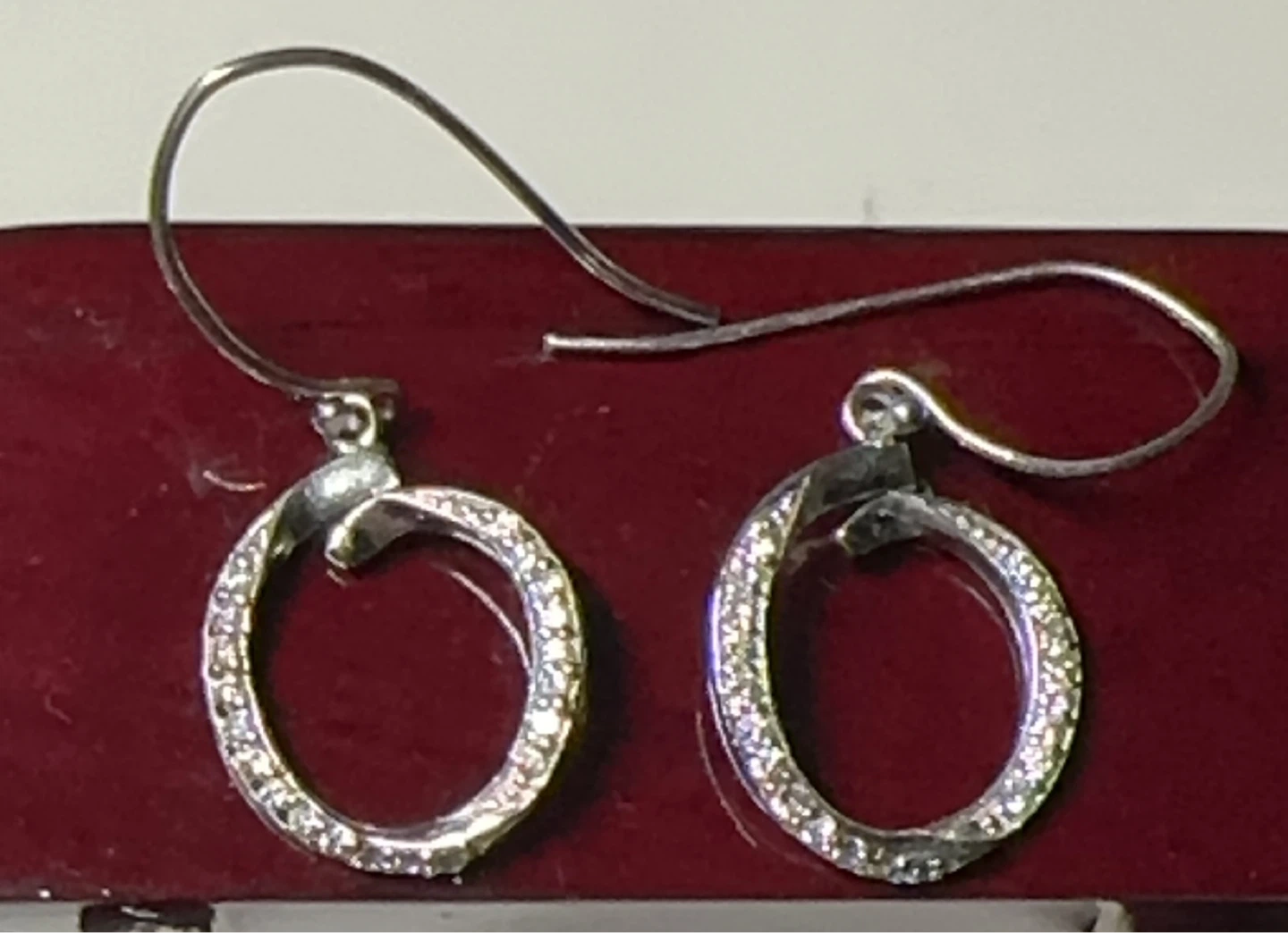 Sterling Silver Cubic Zirconia Curb Link Dangling Earrings