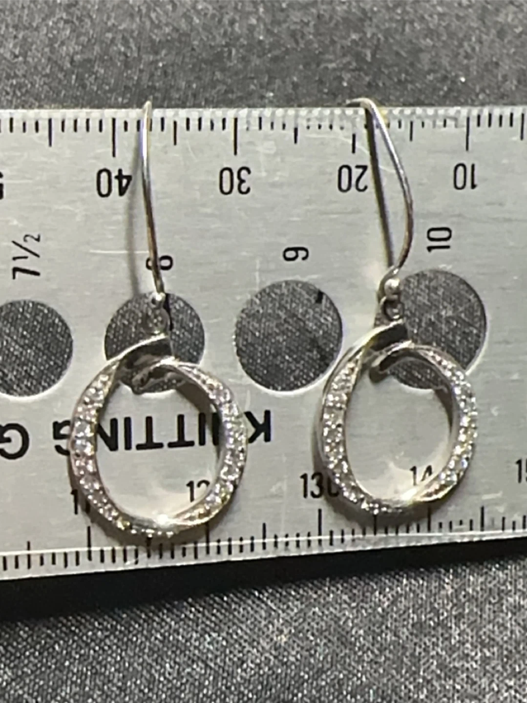 Sterling Silver Cubic Zirconia Curb Link Dangling Earrings - photo 2
