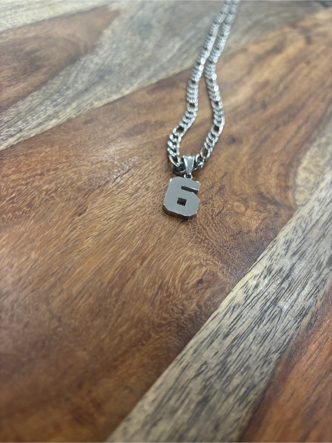 Silver Number 6 Pendant Necklace