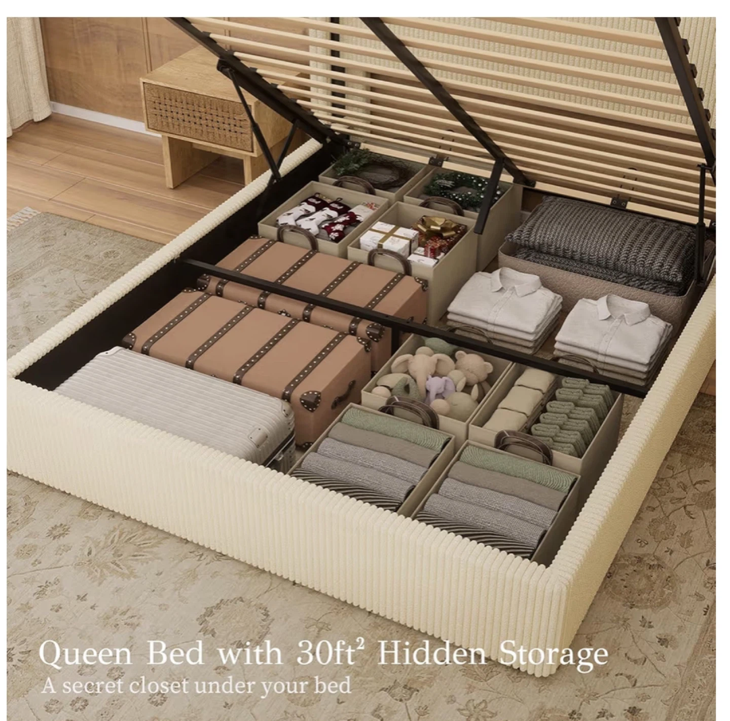 Queen Frame Bed with Hidden Storage - photo 2