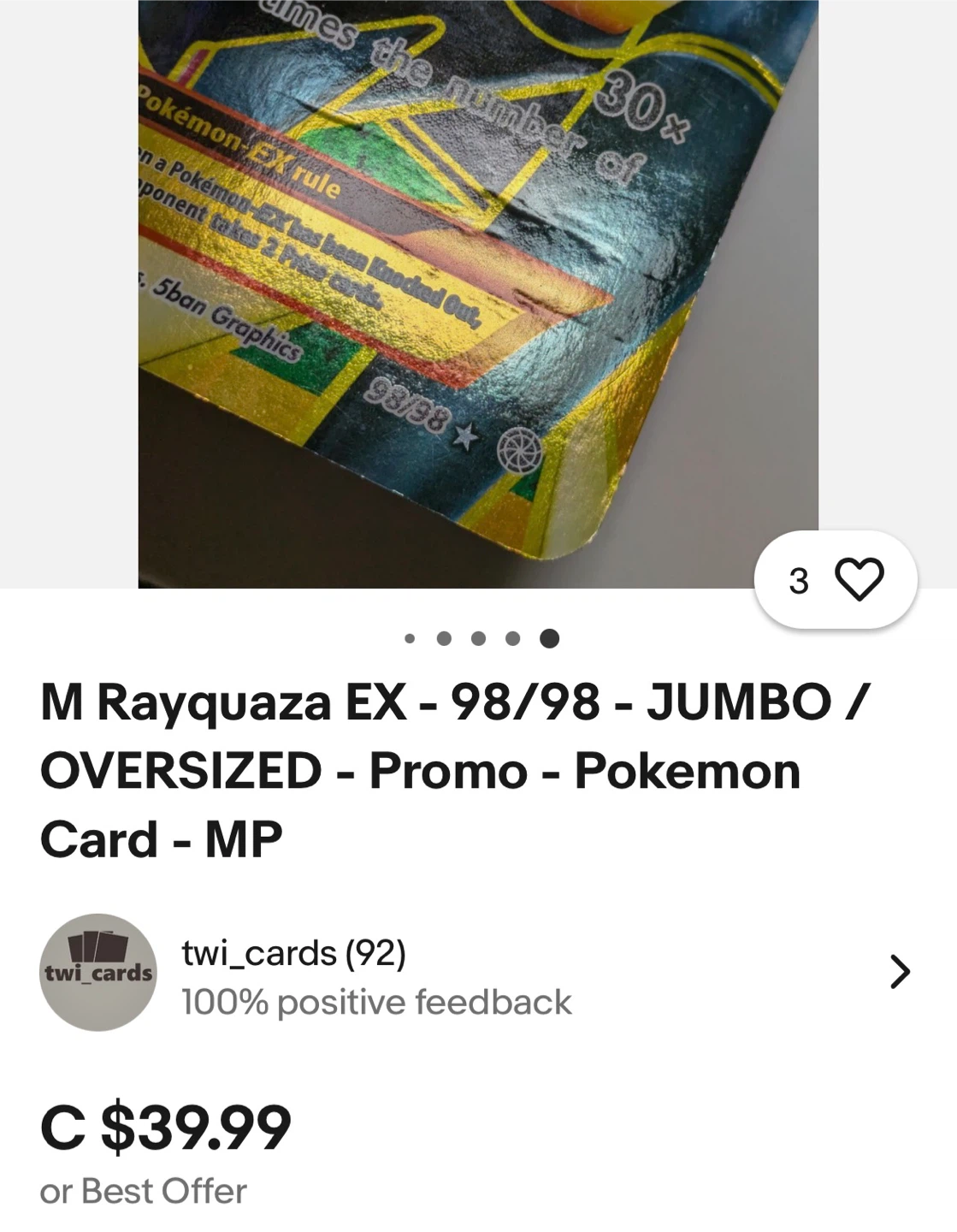 Mega M Rayquaza EX Pokemon Card - photo 3