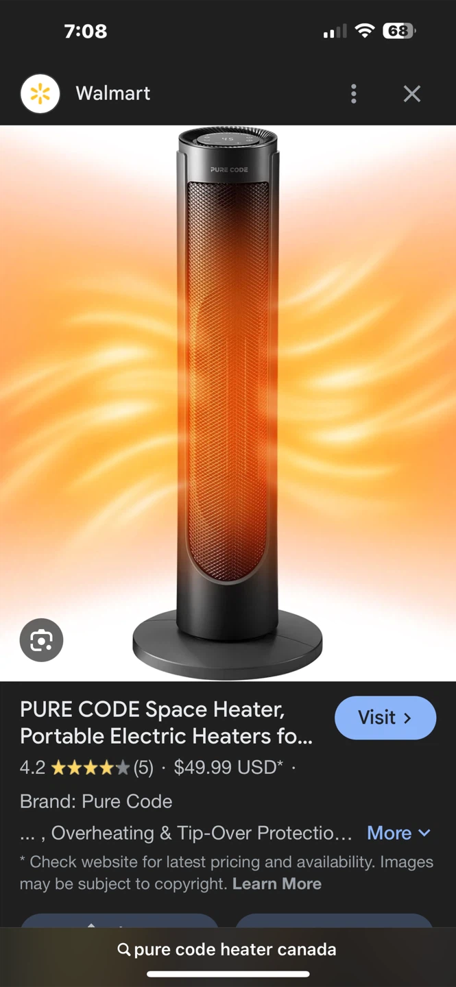Pure Code Space Heater, Portable Electric Heater