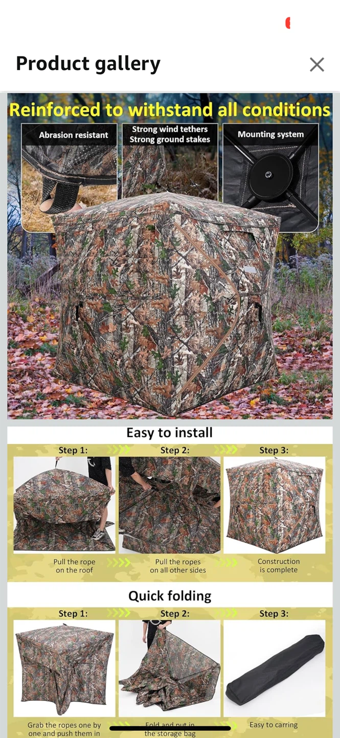 Costway Hunting Blind 360 Degree See-Through Ground Blind - photo 3