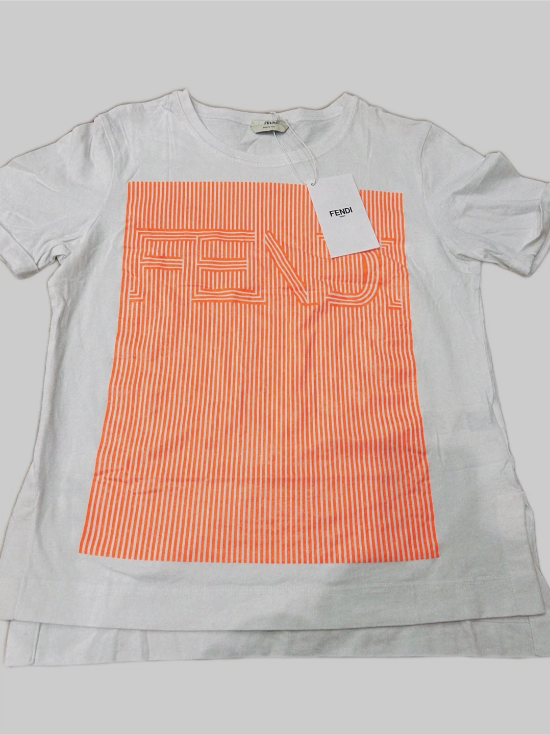 Fendi Roma White & Orange Tee - Size M
