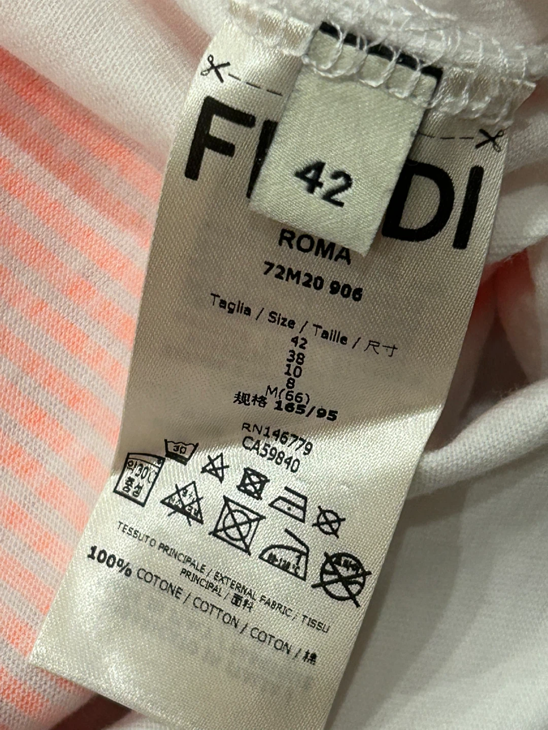 Fendi Roma White & Orange Tee - Size M - photo 4