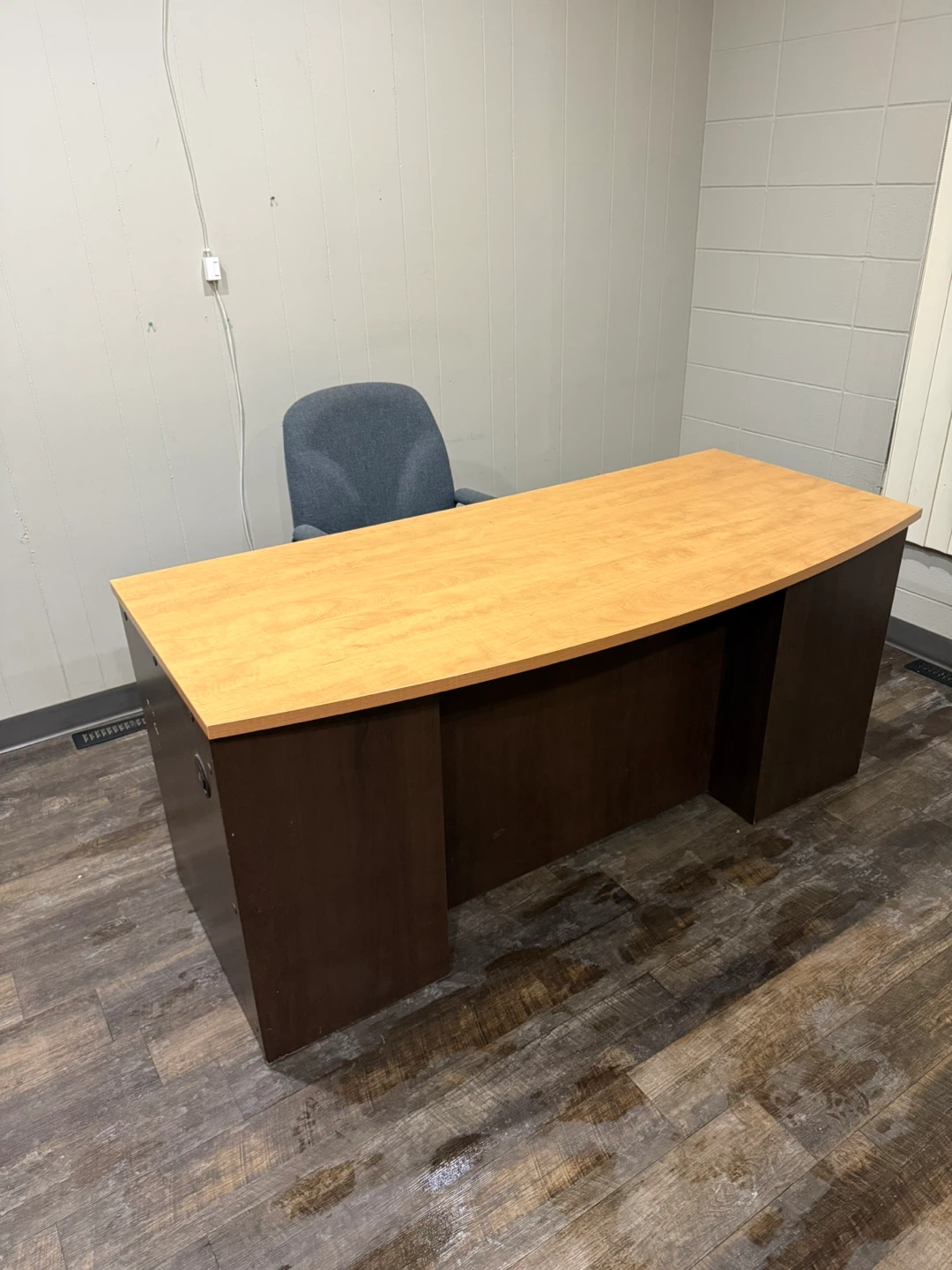 Office Desk - Wood Top, Brown Base