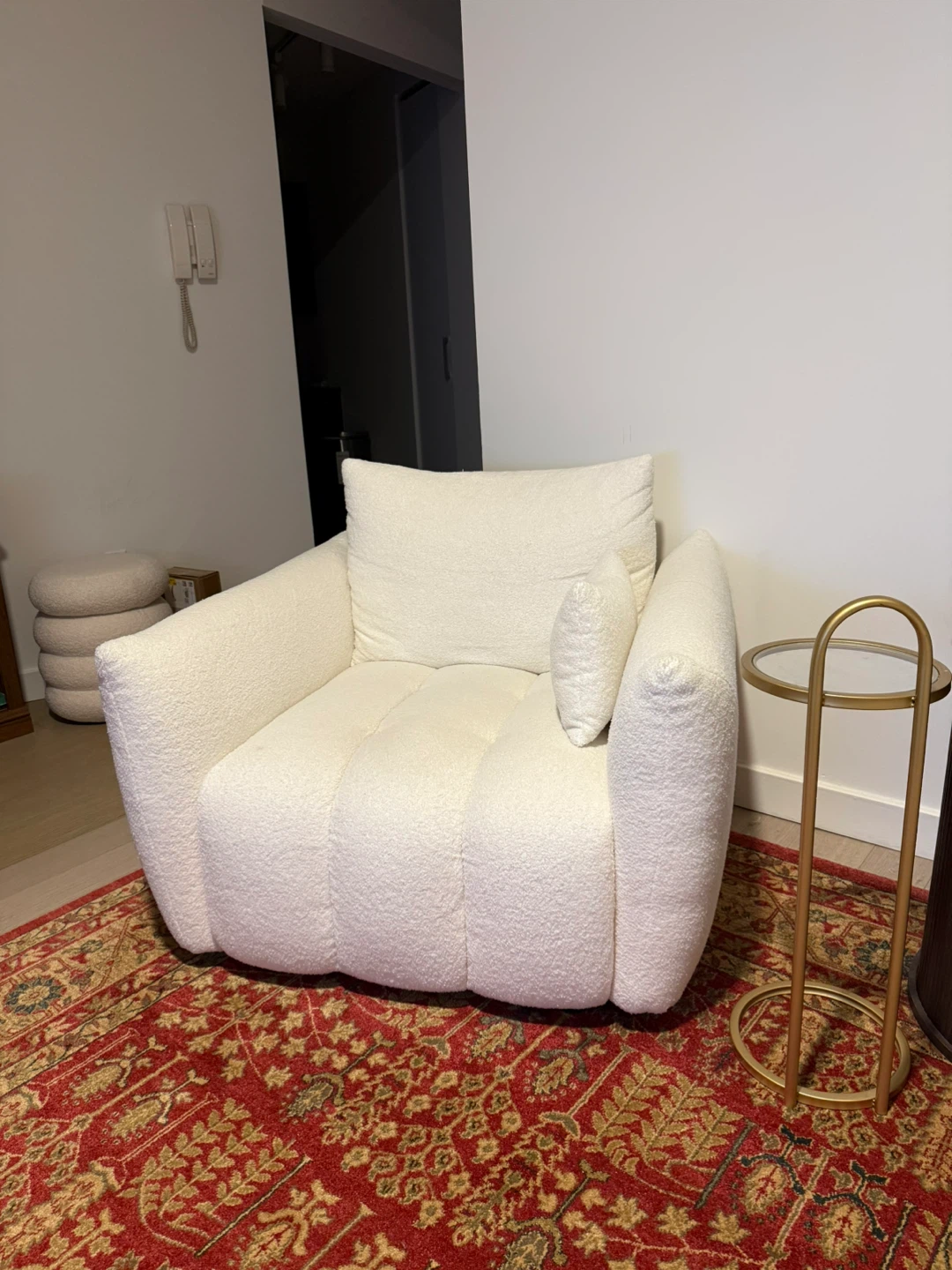White Boucle Accent Chair - Like New