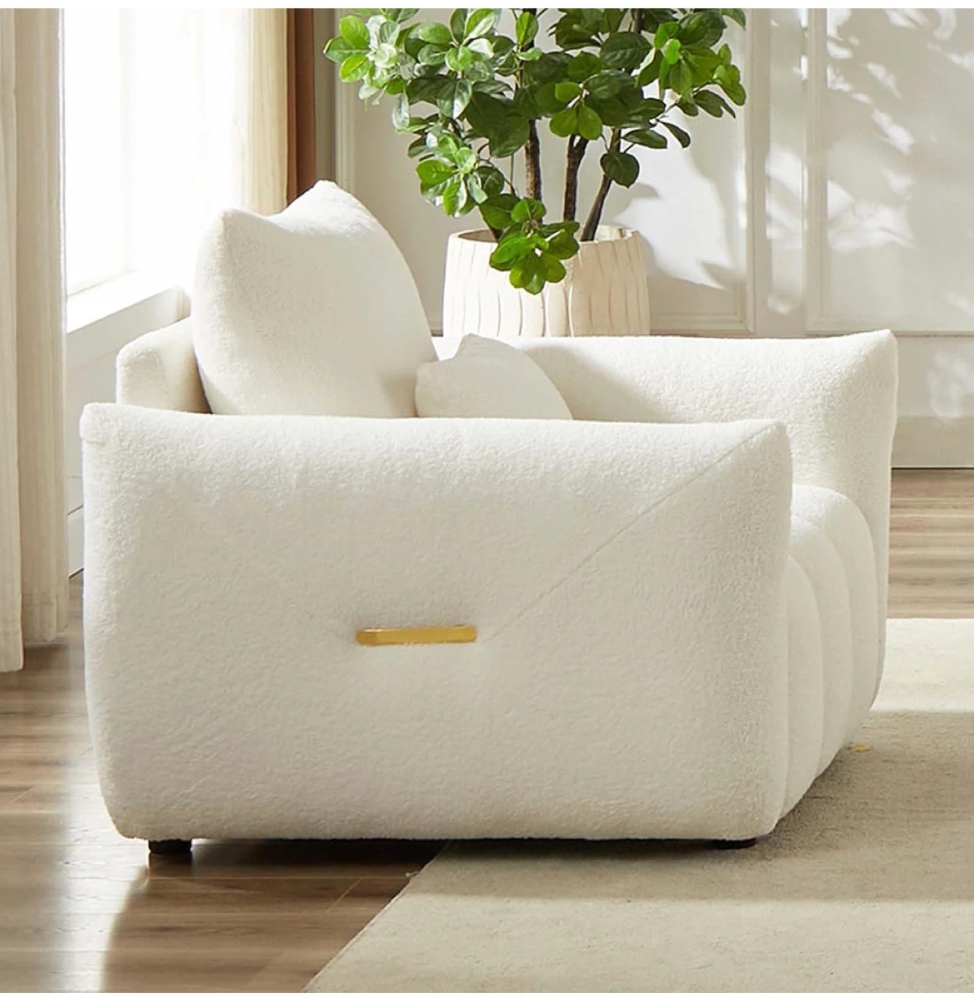 White Boucle Accent Chair - Like New - photo 4