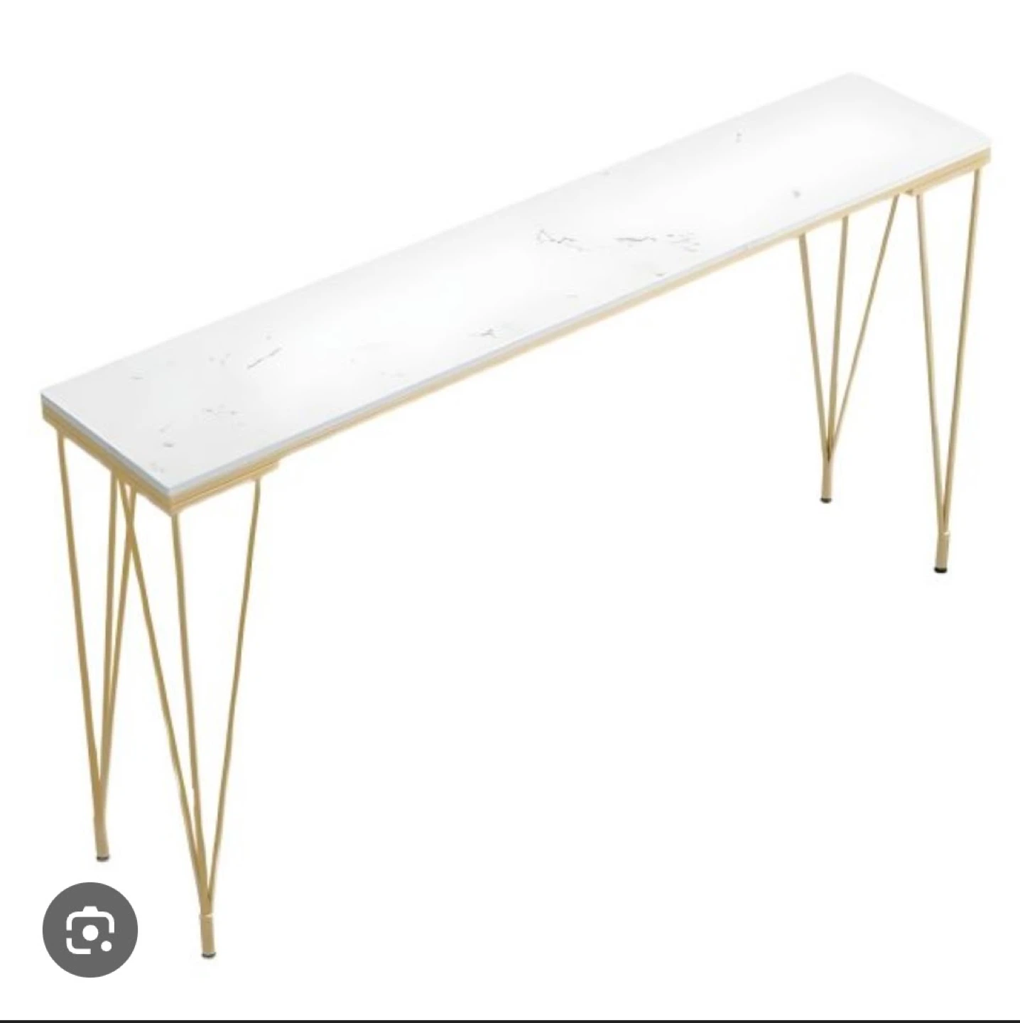 New Console Table! - White Marble Top!, Gold hairpin Legs