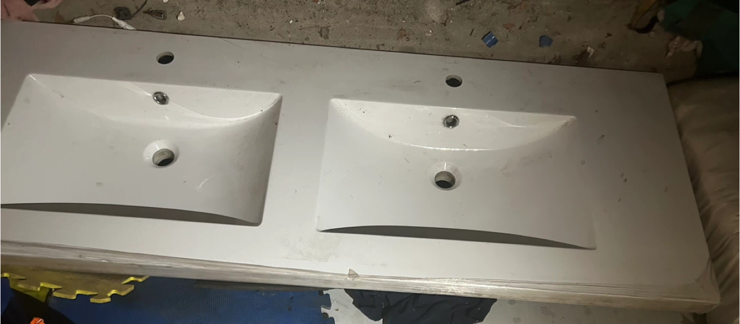 Double Sink Vanity Top - White
