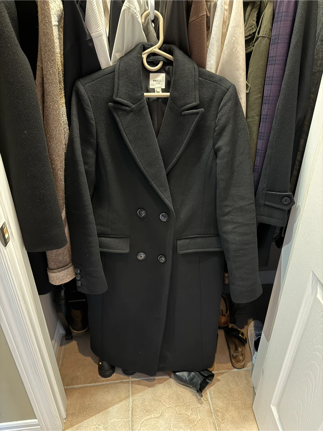 RW&CO. Black Wool Blend Coat - Size M