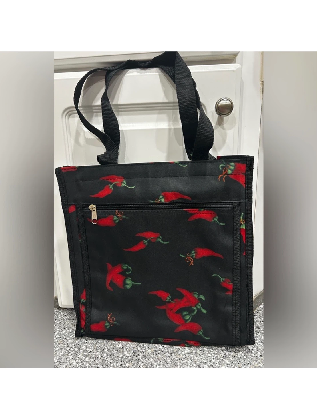 Black Tote Bag 🧡 with Chili Pepper Design