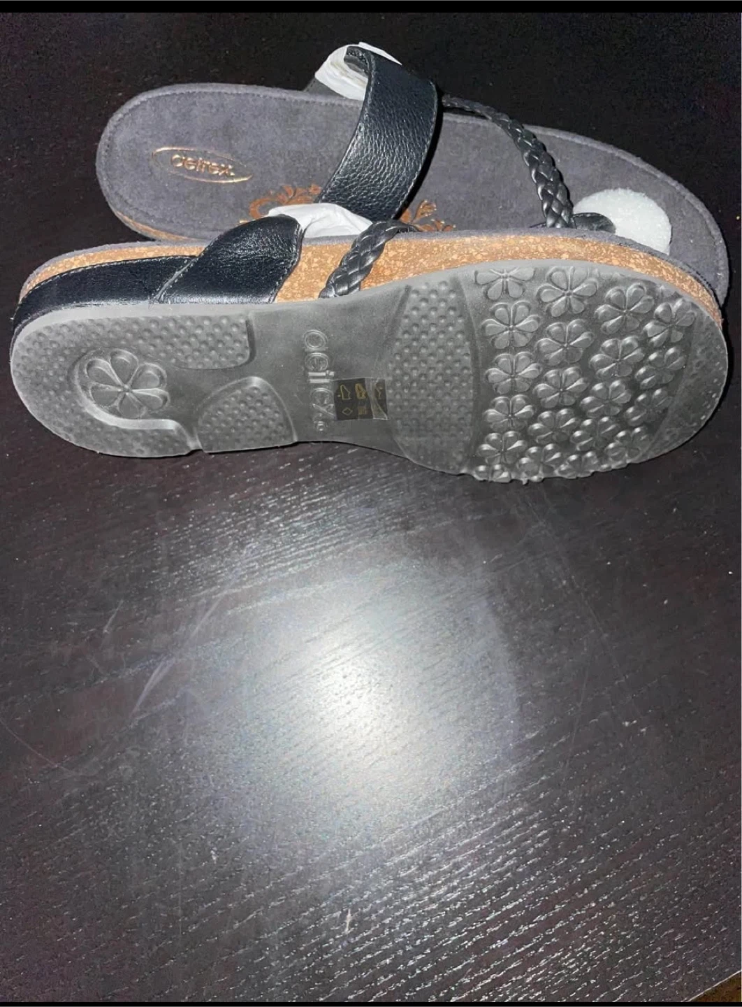 New Aetrex Black Leather Braided Sandals - photo 3