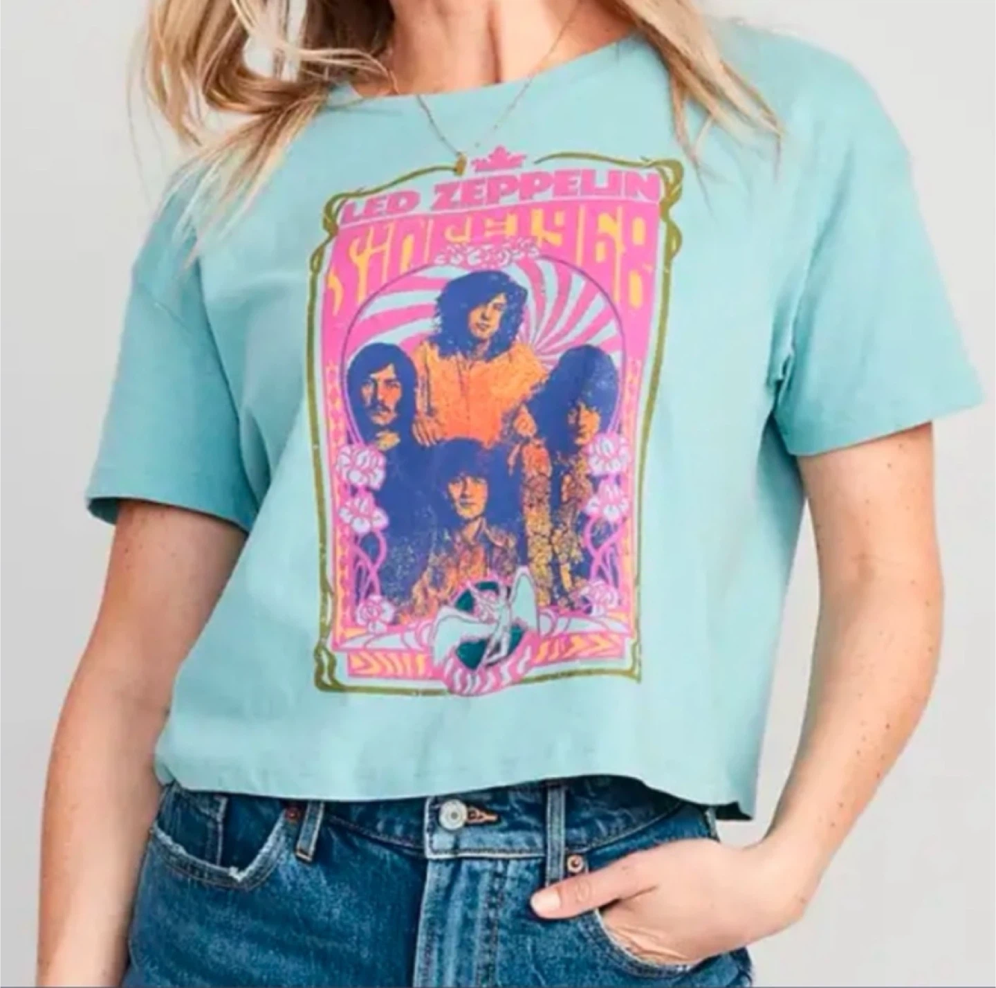 Plus size Licensed Pop Culture Graphic Cropped T-Shirt  Led Zep… - photo 2