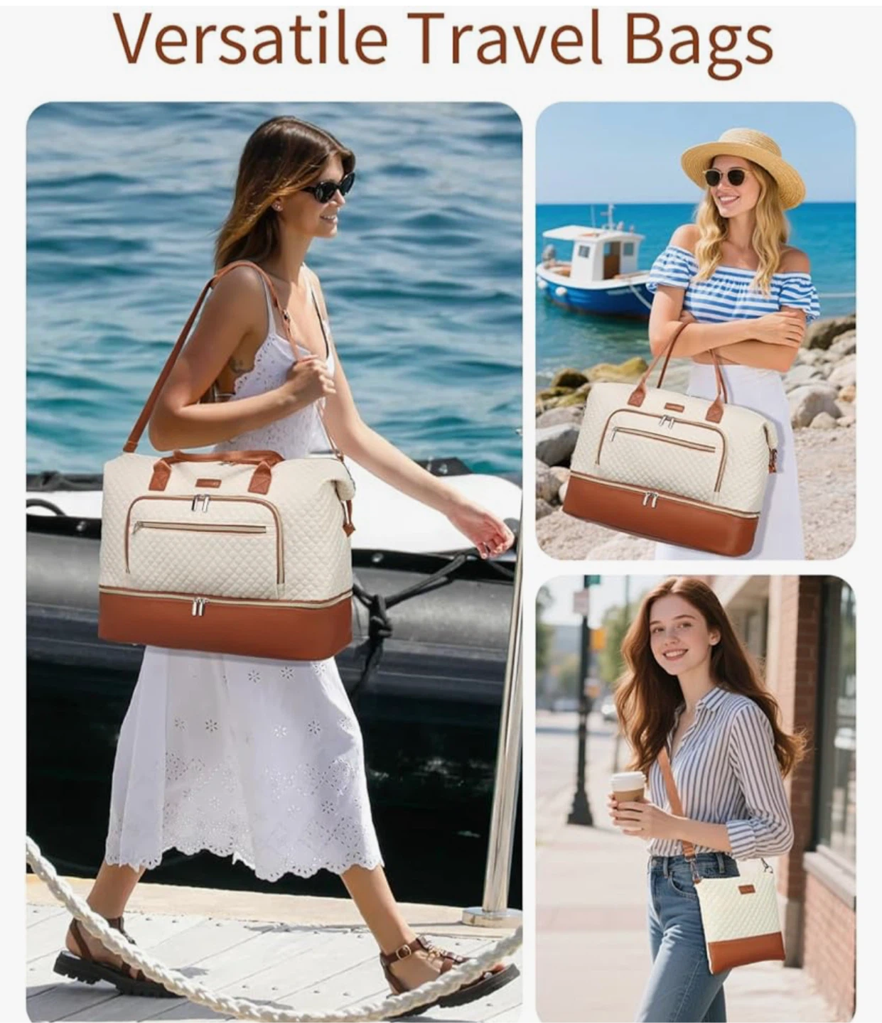 CLOKARS Travel Duffle Bag Set - Beige & Brown - photo 2