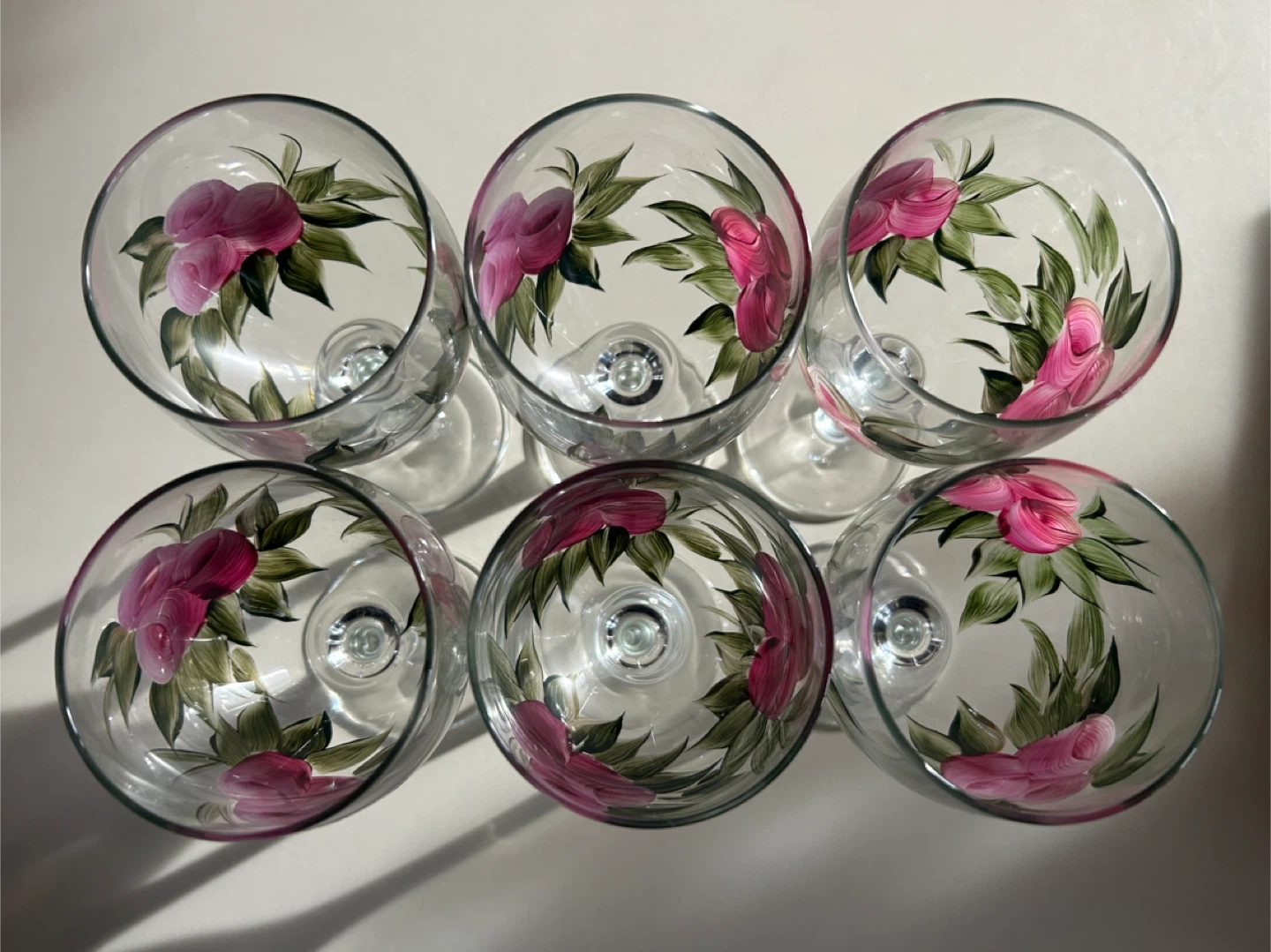 Never Been Used! Set of 6 Artisan Hand Painted Wine Glasses - photo 2