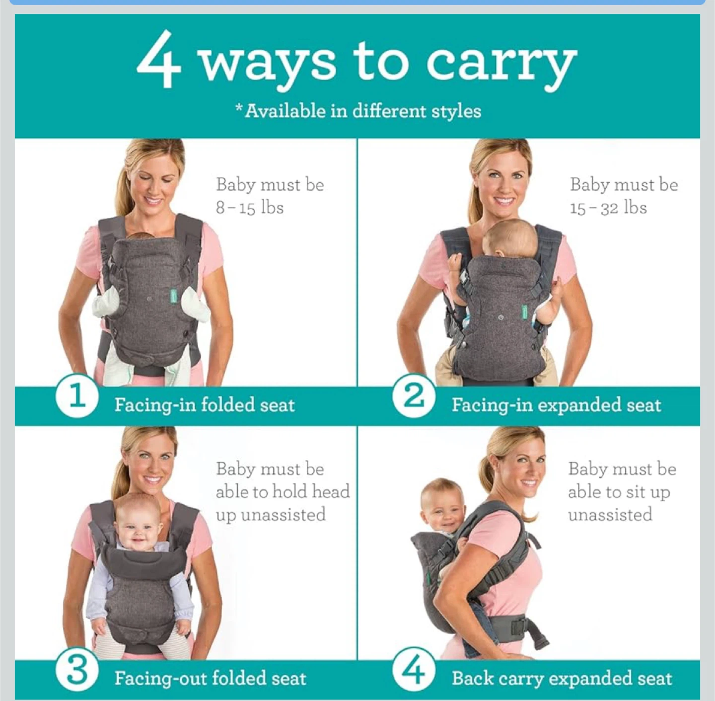 Infantino Carry On Multi Pocket Carrier - Grey - photo 4