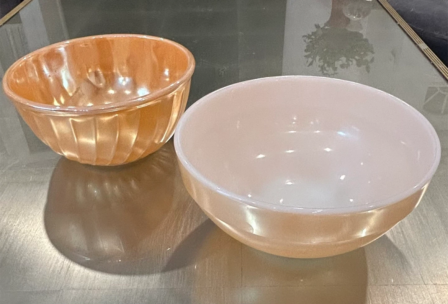 Vintage Fire-King Lustre Bowls Pair Anchor Hocking Art Glass - photo 2