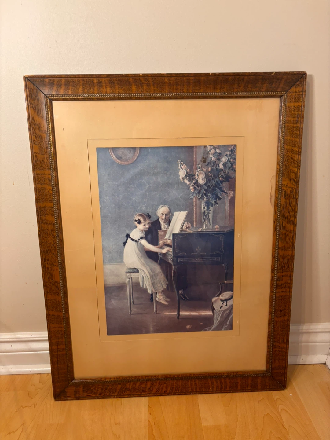Large Vintage Framed Art Print – Classical Interior Scene