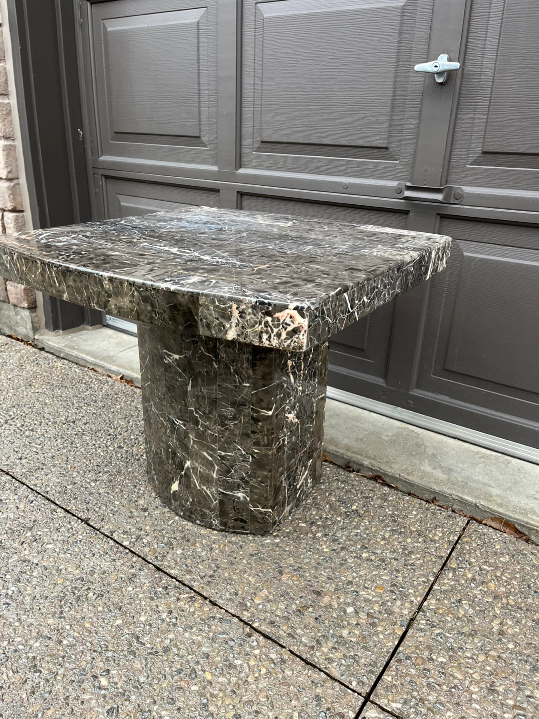 Sturdy Wood Side Table (faux marble look) - photo 2