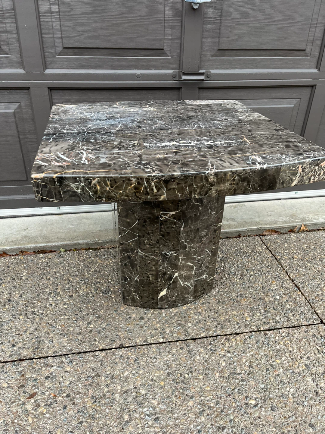 Sturdy Wood Side Table (faux marble look)