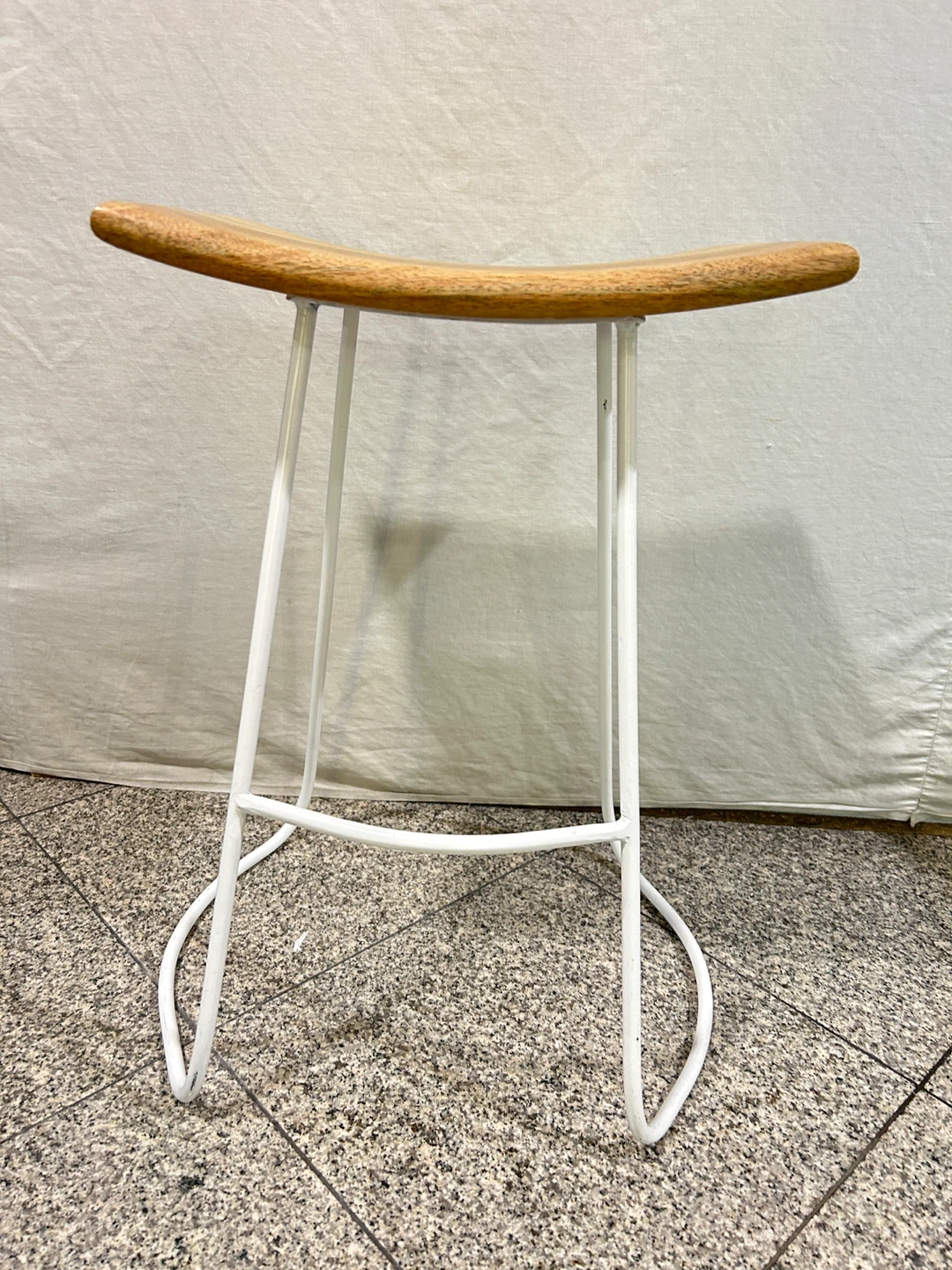Wood & White Bar Stool