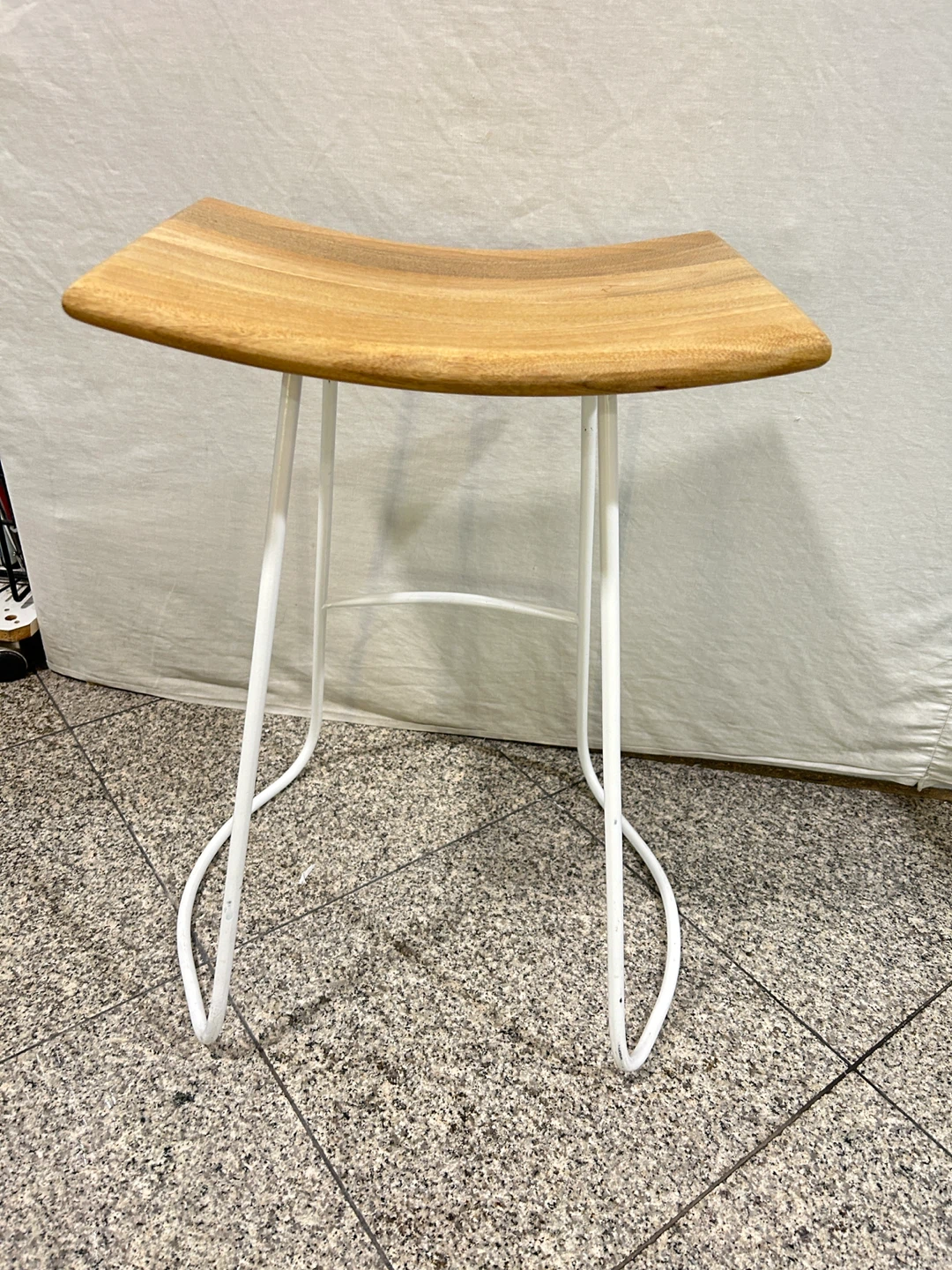 Wood & White Bar Stool - photo 2