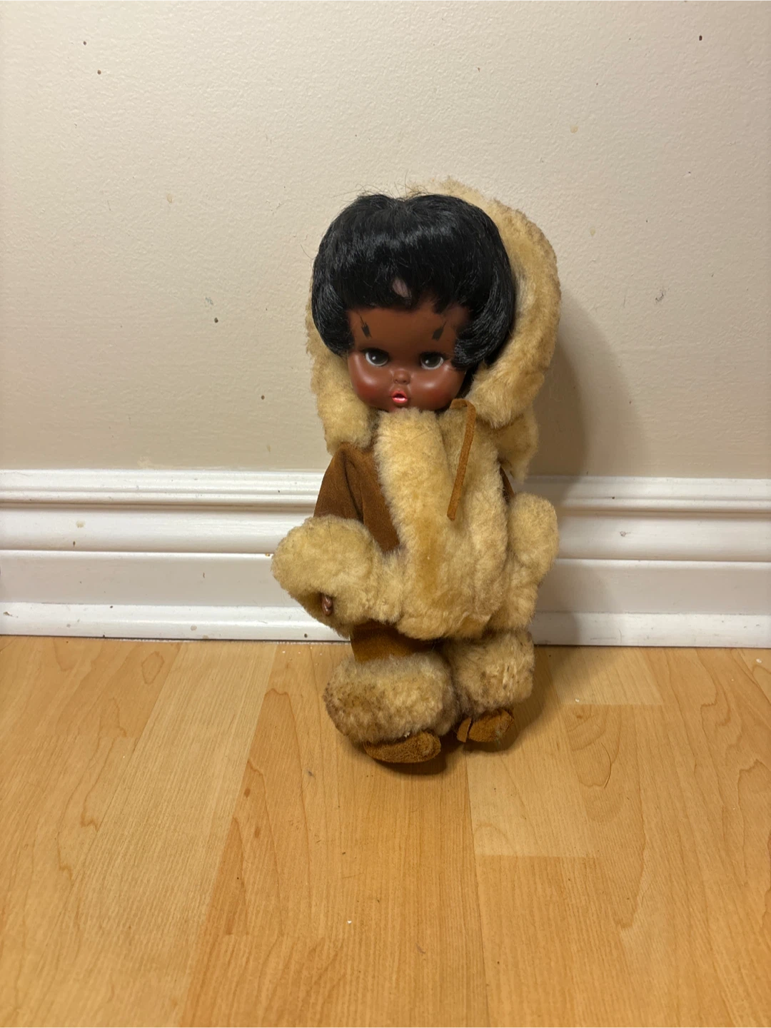 Vintage 1960s Doll with Real Suede & Shearling Arctic Coat