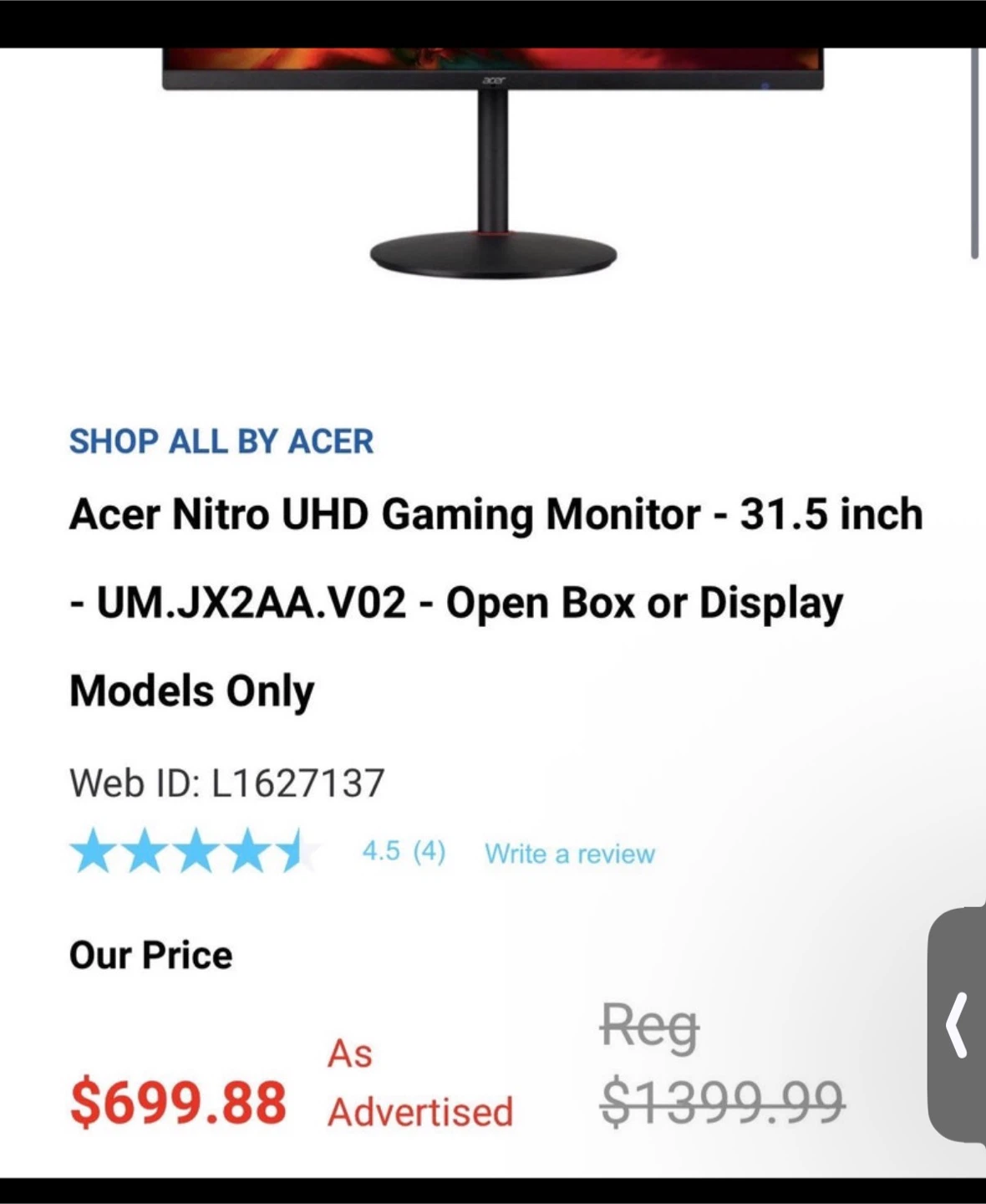 Acer Nitro 31.5" UHD Gaming Monitor - photo 3