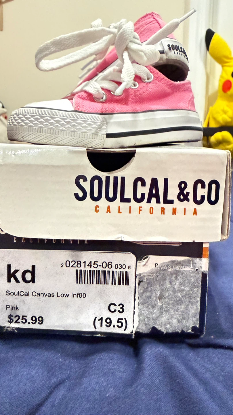 SoulCal & Co Pink Canvas Low Top Shoes - Size 3 Infant - photo 3