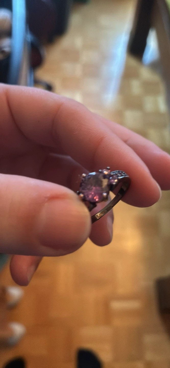Purple Stone Ring- engraved