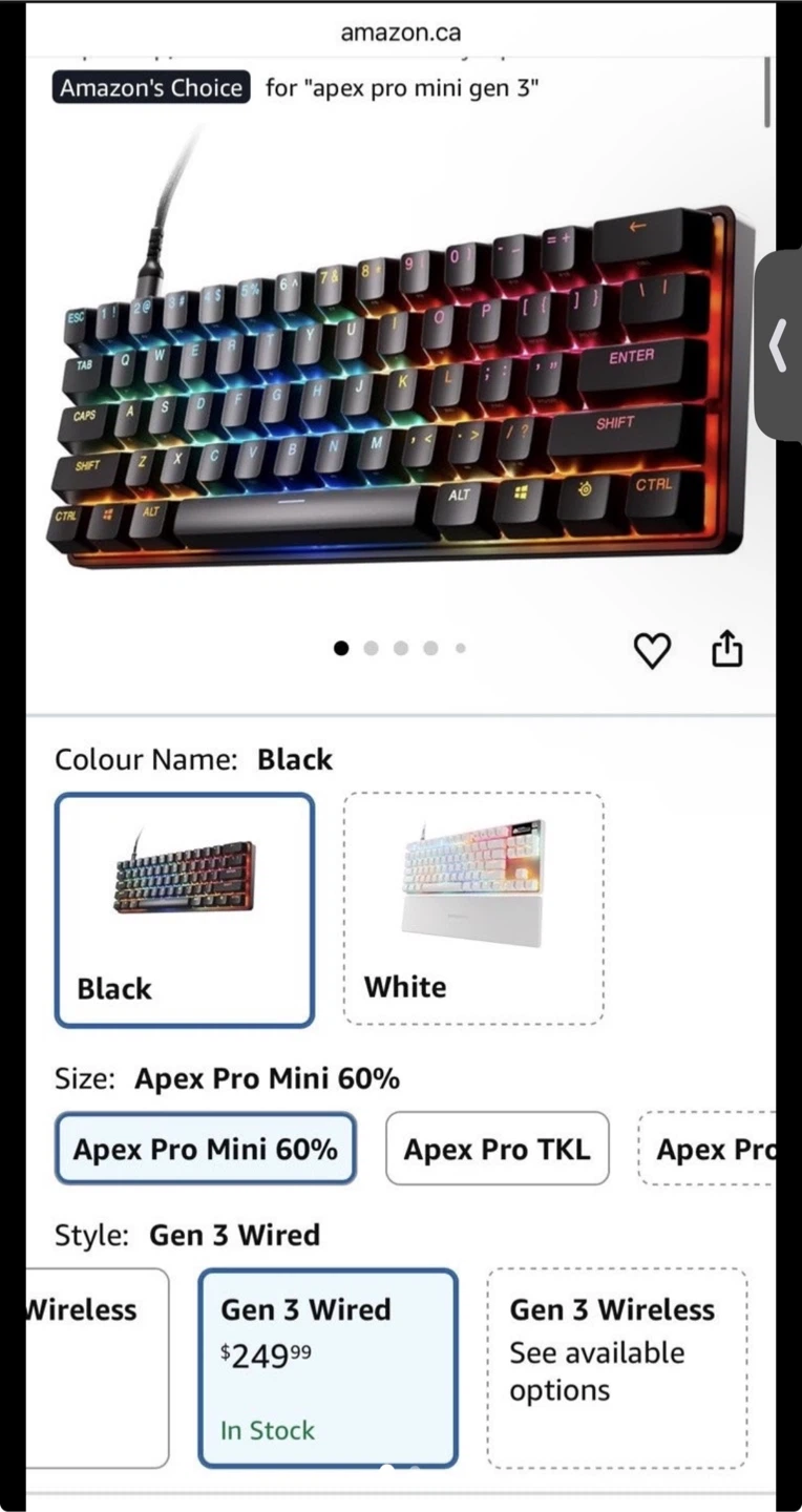 SteelSeries Apex Pro Mini Gen 3 Wired Keyboard - Black