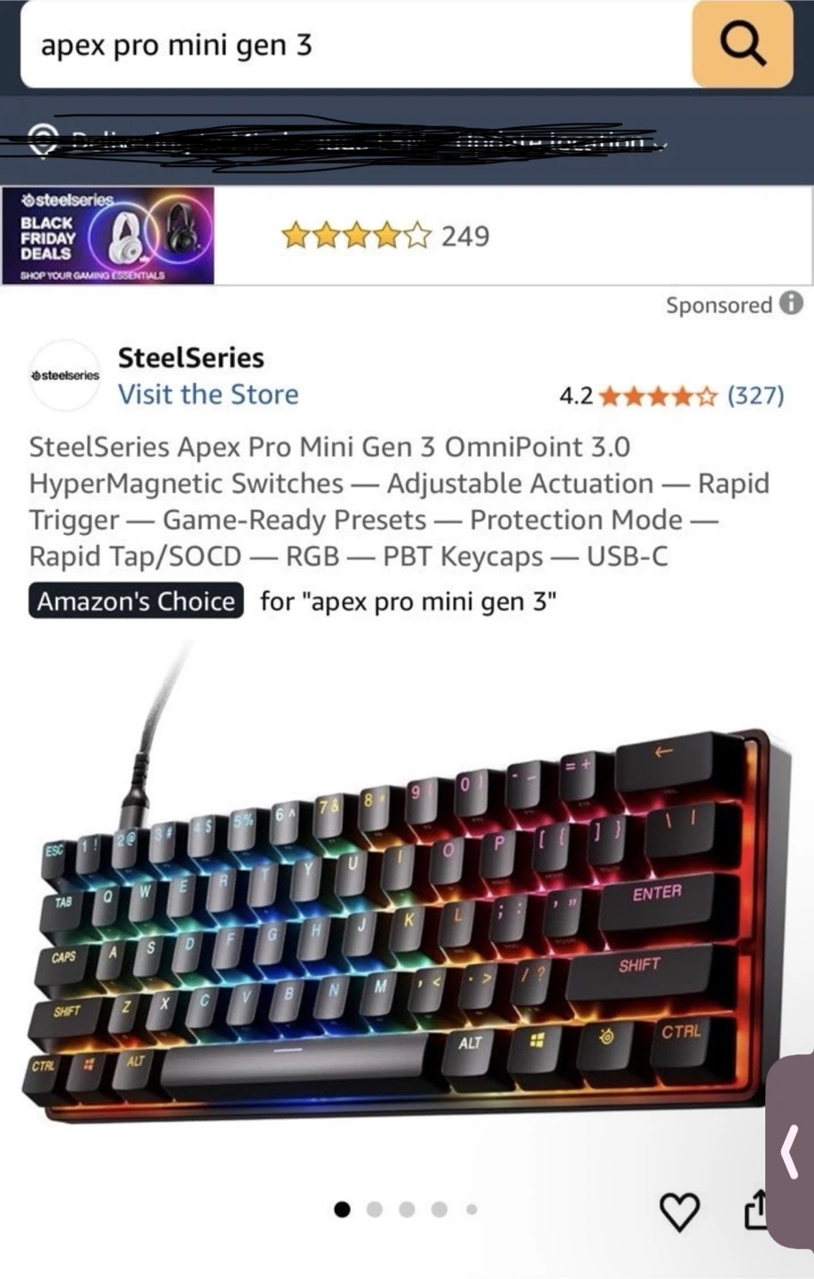 SteelSeries Apex Pro Mini Gen 3 Wired Keyboard - Black - photo 2