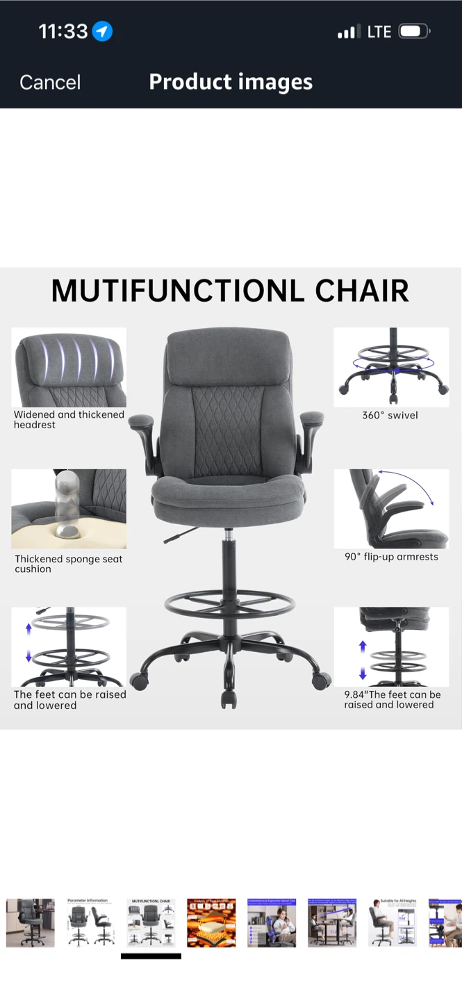 Grey Multifunctional Drafting Chair - New in Box! - photo 5