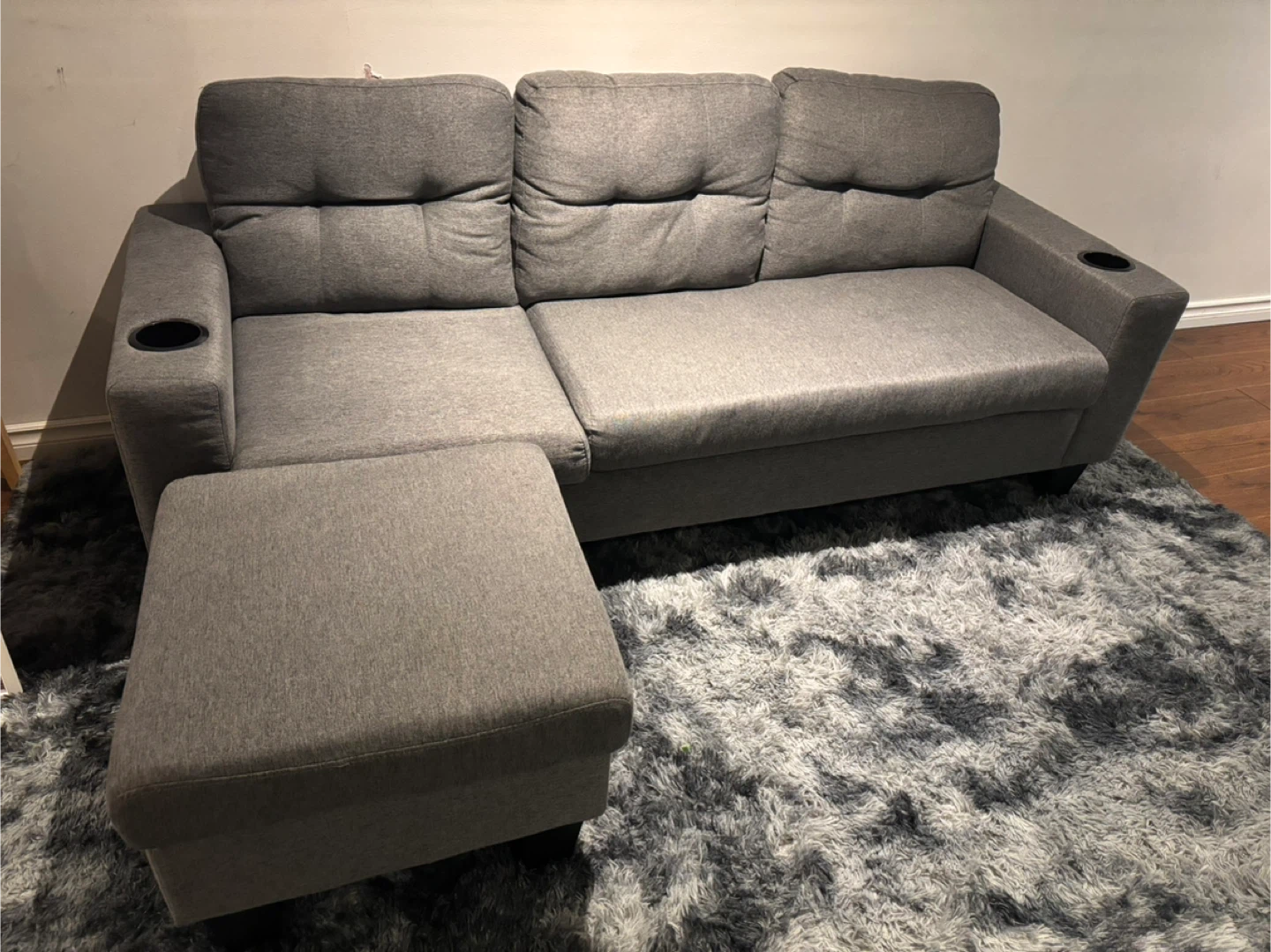 Grey Sectional Sofa with Ottoman