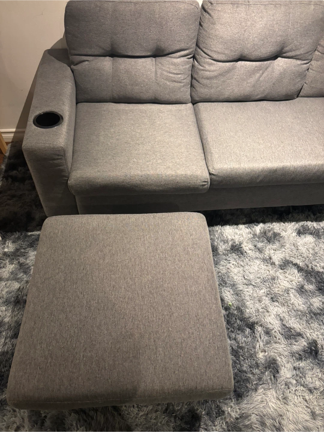 Grey Sectional Sofa with Ottoman - photo 2