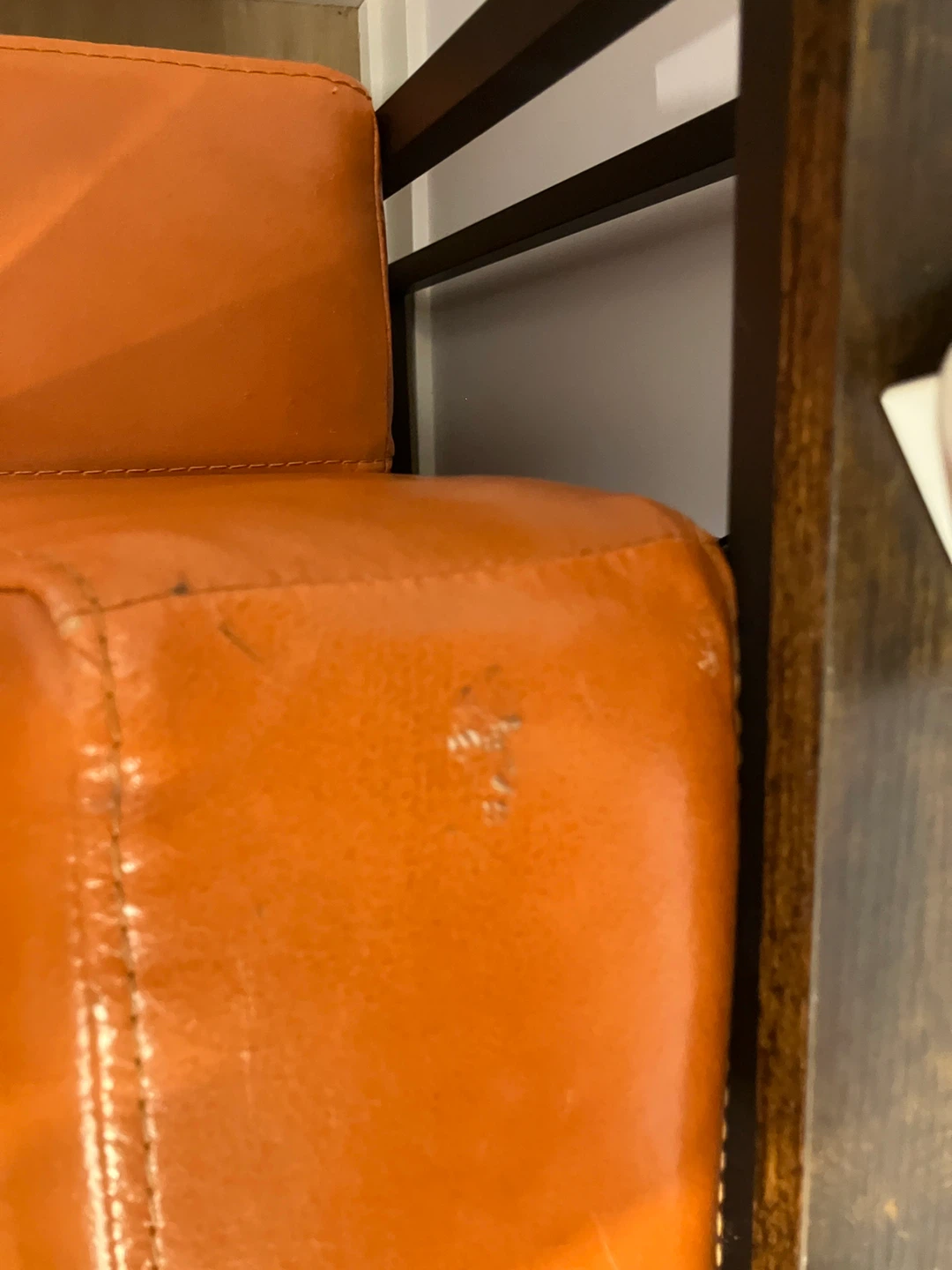 Orange Leather Sofa - photo 4